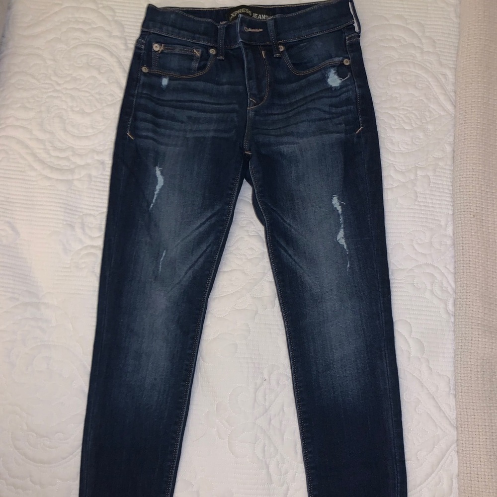 Express high rise dark wash jeggings